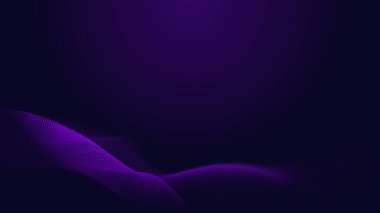 Nokta mavi mor dalga çizgisi, ışık eğimli koyu arkaplan. Soyut teknoloji büyük veri dijital arkaplanı. 3d oluşturma.