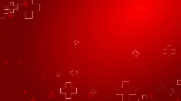 Saúde Médica Vermelho Cruz Néon Luz Formas Padrão Fundo Resumo — Fotografia de Stock