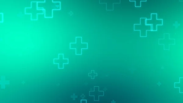 Медицинское Здоровье Сине Зеленый Крест Неоновой Формы Рисунок Фон Абстрактная — стоковое фото