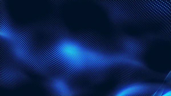 Nokta beyaz dalga ışık ekran gradyan doku arkaplanı. Soyut teknoloji büyük veri dijital arkaplanı. 3d oluşturma.