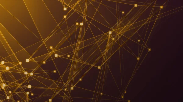 Teknoloji geçmişine sahip soyut turuncu çokgen teknoloji ağı. Soyut noktalar ve satır dokusu arka planı. 3d oluşturma.