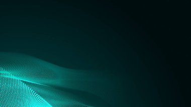 Nokta yeşil dalga ışık ekran gradyan doku arka planı. Soyut teknoloji büyük veri dijital arkaplanı. 3d oluşturma.