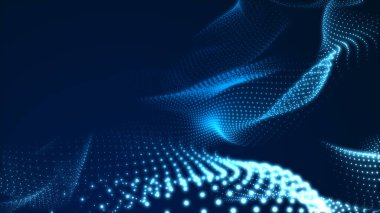 Nokta mavi dalga ışık ekran gradyan doku arkaplanı. Soyut teknoloji büyük veri dijital arkaplanı. 3d oluşturma.