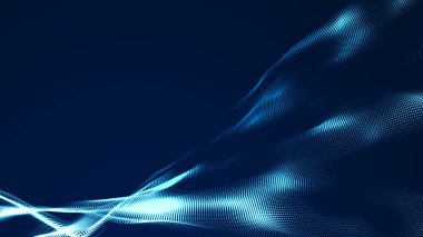 Nokta mavi dalga ışık ekran gradyan doku arkaplanı. Soyut teknoloji büyük veri dijital arkaplanı. 3d oluşturma.