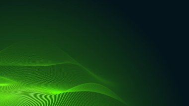 Nokta yeşil dalga ışık ekran gradyan dokusu koyu arkaplan. Soyut teknoloji büyük veri dijital arkaplanı. 3d oluşturma.