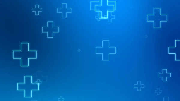 Medical Health Blue Cross Neon Light Shapes Pattern Background Abstract — Stock Photo, Image