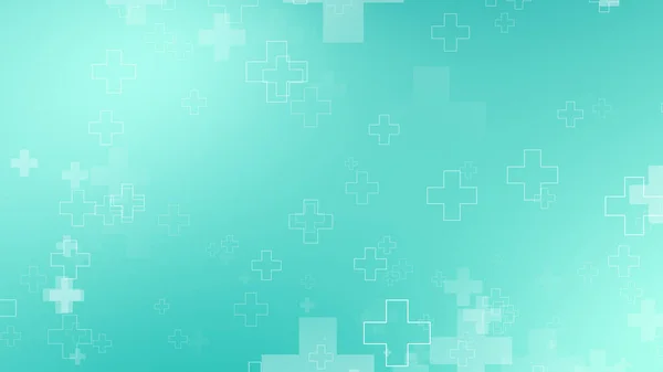 Medical green blue cross pattern background. Abstract healthcare technology and science concept.