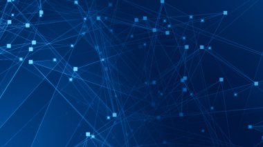 Teknoloji geçmişine sahip soyut mavi çokgen teknoloji ağı. Soyut noktalar ve satır dokusu arka planı. 3d oluşturma.
