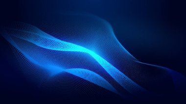Nokta mavi dalga ışık ekran gradyan doku arkaplanı. Soyut ai teknolojisi büyük veri dijital arkaplanı. 3d oluşturma.