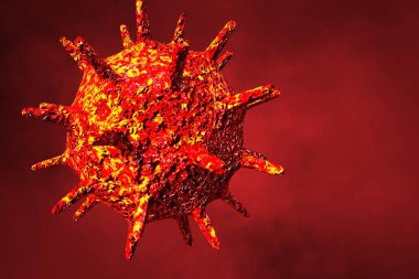 Coronavirus 2019 COVID-19 salgını. Biyoloji bilimi 3 boyutlu illüstrasyon.