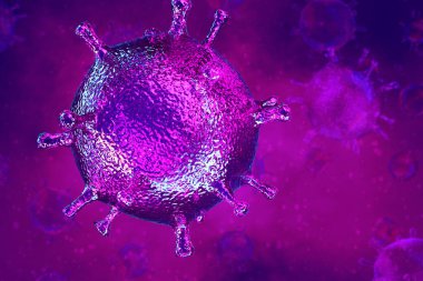 Coronavirus 2019 COVID-19 salgını. Biyoloji bilimi 3D görüntüleme.