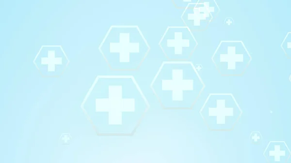 Hexagon Kruis Geometrische Wit Patroon Medisch Helder Blauwe Achtergrond Abstract — Stockfoto