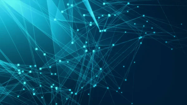 Teknoloji geçmişine sahip soyut mavi çokgen teknoloji ağı. Soyut noktalar ve satır dokusu arka planı. 3d oluşturma.
