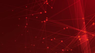 Teknoloji geçmişine sahip soyut kırmızı çokgen teknoloji ağı. Soyut noktalar ve satır dokusu arka planı. 3d oluşturma.