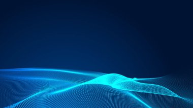 Nokta mavi dalga ışık ekran gradyan doku arkaplanı. Soyut teknoloji büyük veri dijital arkaplanı. 3d oluşturma.