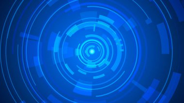 Daire mavi teknoloji yüksek teknoloji karanlık arka plan. Soyut grafik dijital gelecek konsept tasarımı.