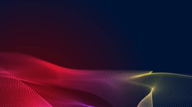 Nokta kırmızı mor dalga çizgisi açık renk gradyan koyu arkaplan. Soyut teknoloji büyük veri dijital arkaplanı. 3d oluşturma.
