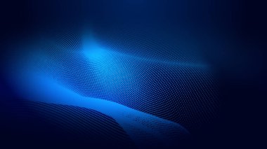 Nokta mavi dalga ışık ekran gradyan doku arkaplanı. Soyut ai teknolojisi büyük veri dijital arkaplanı. 3d oluşturma.