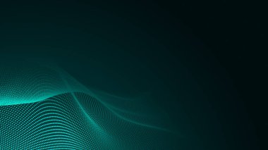 Nokta yeşil dalga ışık ekran gradyan doku arka planı. Soyut teknoloji büyük veri dijital arkaplanı. 3d oluşturma.
