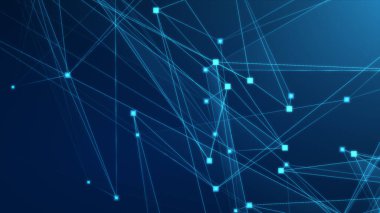 Teknoloji geçmişine sahip soyut mavi çokgen teknoloji ağı. Soyut noktalar ve satır dokusu arka planı. 3d oluşturma.