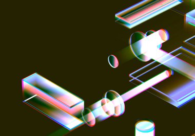 Verilerin 3 boyutlu görselleştirilmesi ve teknik arızalar. Soyut teknoloji yeniliği gelecekteki dijital arka plan. 3d oluşturma.