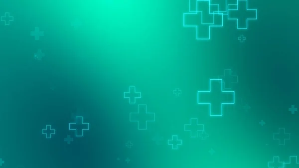 Medical Health Blue Green Cross Neon Light Shapes Pattern Background — Stock Photo, Image