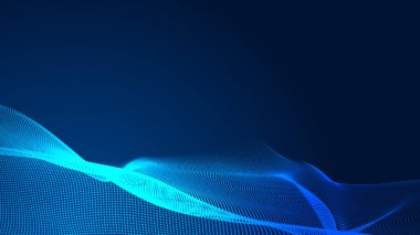 Nokta mavi dalga ışık ekran gradyan doku arkaplanı. Soyut teknoloji büyük veri dijital arkaplanı. 3d oluşturma.