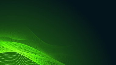 Nokta yeşil dalga ışık ekran gradyan dokusu koyu arkaplan. Soyut teknoloji büyük veri dijital arkaplanı. 3d oluşturma.