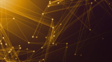 Teknoloji geçmişine sahip soyut turuncu çokgen teknoloji ağı. Soyut noktalar ve satır dokusu arka planı. 3d oluşturma.