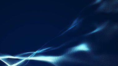 Nokta mavi dalga ışık ekran gradyan doku arkaplanı. Soyut teknoloji büyük veri dijital arkaplanı. 3d oluşturma.