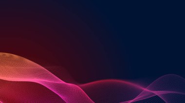 Nokta kırmızı mor dalga çizgisi açık renk gradyan koyu arkaplan. Soyut teknoloji büyük veri dijital arkaplanı. 3d oluşturma.