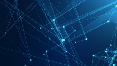 Teknoloji geçmişine sahip soyut mavi çokgen teknoloji ağı. Soyut noktalar ve satır dokusu arka planı. 3d oluşturma.