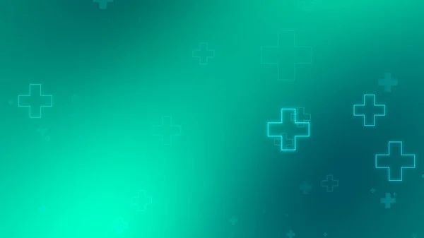 Medical Health Blue Green Cross Neon Light Shapes Pattern Background — Stock Photo, Image