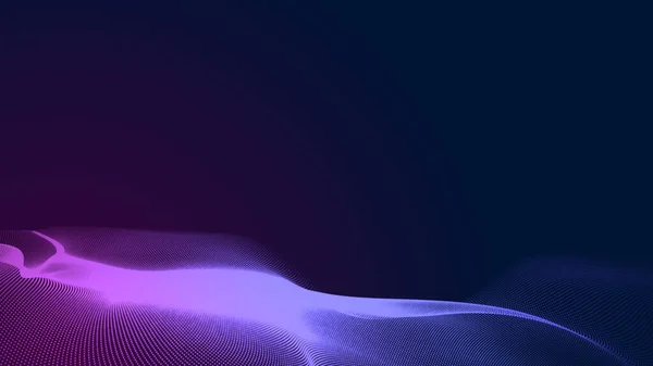 Dot blue purple wave line light gradient dark background. Abstract  technology big data digital background. 3d rendering.