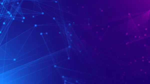 Abstract purple violet and blue polygon tech network with connect technology background. Abstract dots and lines texture background. 3d rendering.