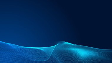 Nokta mavi dalga ışık ekran gradyan doku arkaplanı. Soyut teknoloji büyük veri dijital arkaplanı. 3d oluşturma.