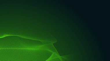 Nokta yeşil dalga ışık ekran gradyan dokusu koyu arkaplan. Soyut teknoloji büyük veri dijital arkaplanı. 3d oluşturma.