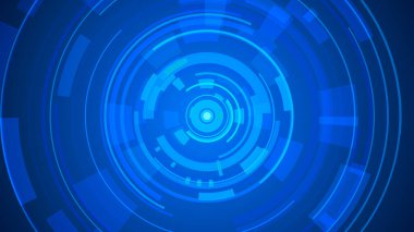 Daire mavi teknoloji yüksek teknoloji karanlık arka plan. Soyut grafik dijital gelecek konsept tasarımı.