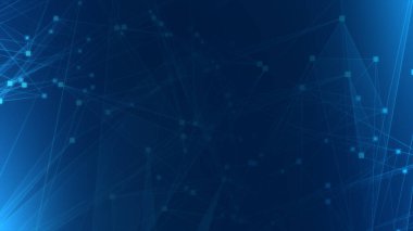 Teknoloji geçmişine sahip soyut mavi çokgen teknoloji ağı. Soyut noktalar ve satır dokusu arka planı. 3d oluşturma.