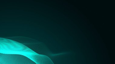 Nokta yeşil dalga ışık ekran gradyan doku arka planı. Soyut teknoloji büyük veri dijital arkaplanı. 3d oluşturma.