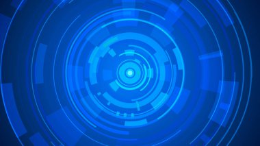 Daire mavi teknoloji yüksek teknoloji karanlık arka plan. Soyut grafik dijital gelecek konsept tasarımı.