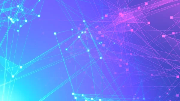 Abstract purple blue polygon tech network with connect technology background. Abstract dots and lines texture background. 3d rendering.