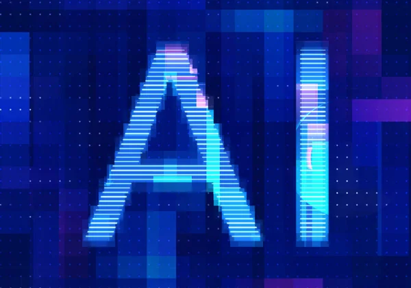 Icono Inteligencia Artificial Tecnología Fondo Azul Aprendizaje Automático Digital Abstracto —  Fotos de Stock