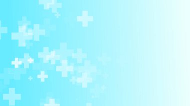 Soyut tıbbi sağlık, beyaz haç desenleri, mavi arka plan. Grafik çizimler sağlık teknolojisi ve bilim konsepti.