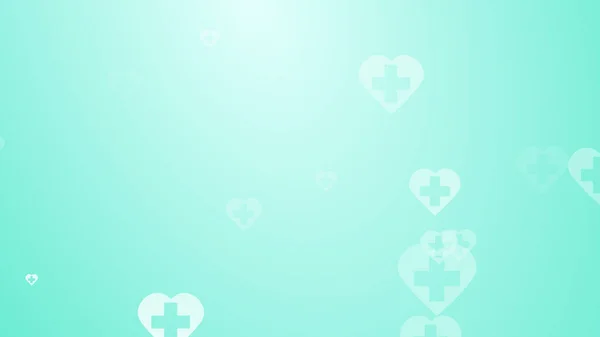 Медицинское Здоровье Зеленый Синий Крест Фоне Рисунка Сердца Абстрактная Концепция — стоковое фото
