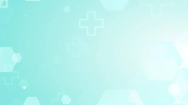 Hexagon Kereszt Geometrikus Kék Zöld Minta Orvosi Fényes Háttér Absztrakt — Stock Fotó