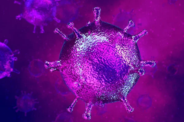 Coronavirus 2019 COVID-19 salgını. Biyoloji bilimi 3D görüntüleme.