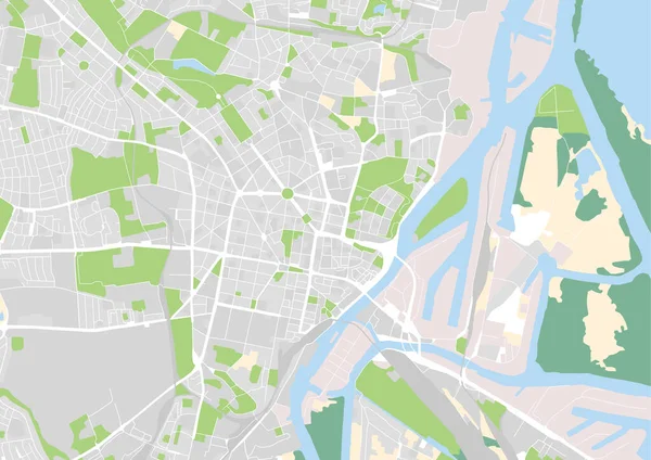 Mappa vettoriale della città di Szczecin, Polonia — Vettoriale Stock