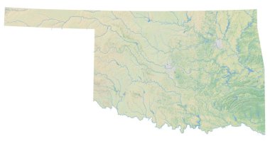 Oklahoma 'nın yüksek çözünürlüklü topografik haritası