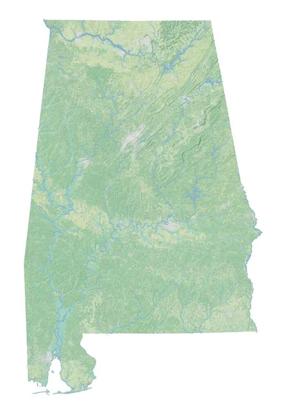 Alabama 'nın yüksek çözünürlüklü topografik haritası